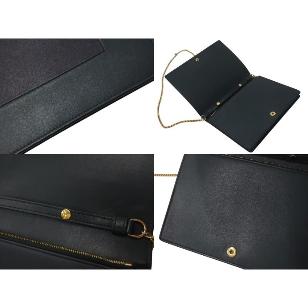 Celine Bag Chain Navy Shoulder Leather Blue Green Evening Frame - Picture 5 of 8